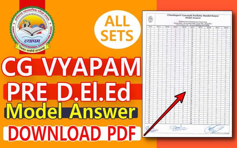 CG Vyapam Pre DElEd Model Answer 2025: प्री डीएलएड प्रवेश परीक्षा के मॉडल उत्तर जारी (Answer Key) Download