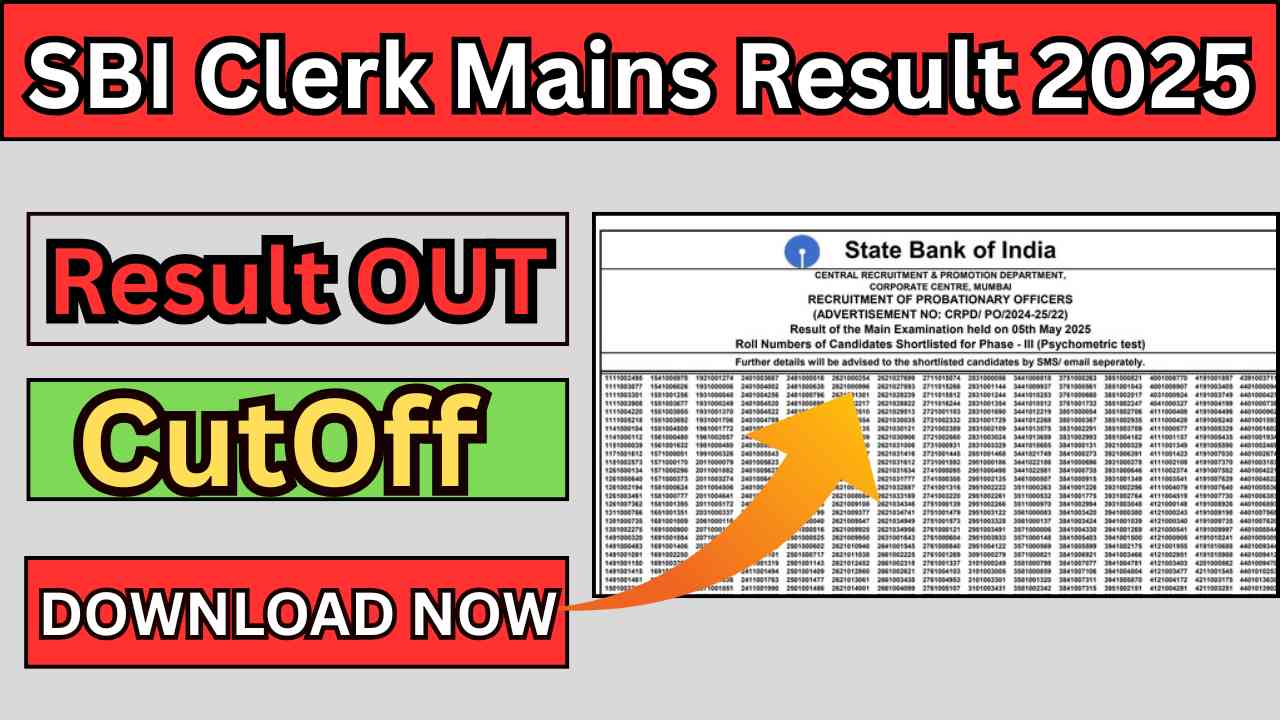 SBI Clerk Mains Result 2025